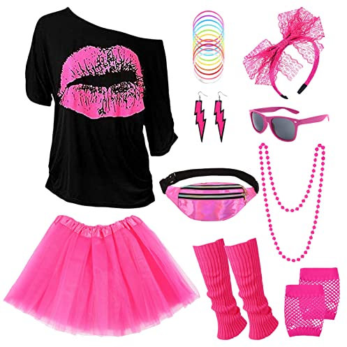 Metaparty Déguisement des Années 80 Accessoires pour Femme, Carnaval Halloween Noël - Style 1, XL