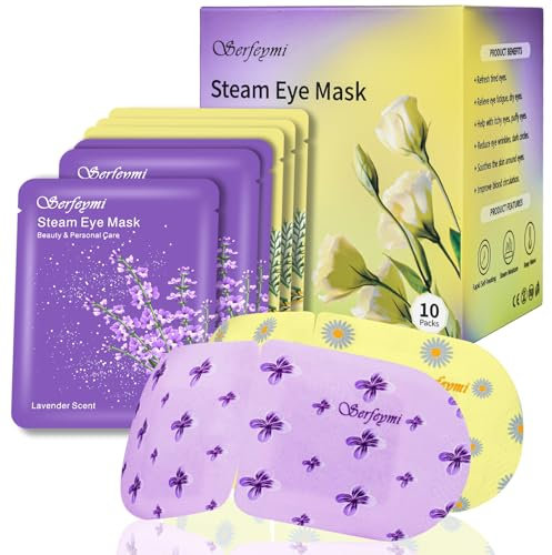 Serfeymi Augenmaske Wärmend 10PCS- Eye Mask for Sleeping, Dampf-Augenmaske, Selbsterwärmende, Beheizte Augenmaske für Geschwollene Augen, Trockene Augen, Einweg-Schlafaugenmaske- Gemischt