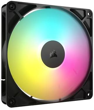 Corsair RS140 ARGB 140mm PWM Fan – Daisy-Chain Connection – Low-Noise – Magnetic Dome Bearing – Single Pack – Black