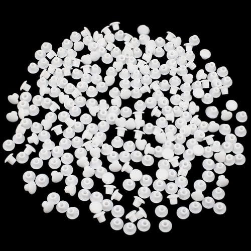SHSHbuy Bouchons de Trou Meubles,300 Pièces Cache Trou Meuble Blanc,5mm Cache Trou Bouchon Plastique,Caches pour Trous De Perçage,Cache-vis Ronds pour Meuble Étagères Armoires