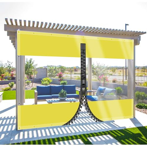 ZHJSHOU Bâche Transparente avec œillets Imperméable Bâche de Protection Exterieur avec 1 Fermeture éclair,0.5mm d'épaisseur Bâche Anti Pluie sur Mesure,1mx1m Protection Toit Pergola