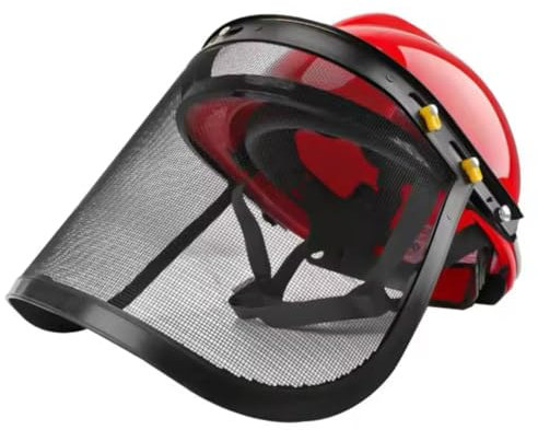 Partenopea® Visiera casco a rete regolabile elmo elmetto maschera protettiva per giardinaggio con tagliaerba motosega decespugliatore