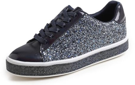 Feversole Mode Funkeln Plattform Strass Party Urlaub Hochzeit Turnschuhe Eisnachtblau Glitter 39