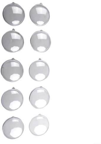 Set di 10 palline piatte in plastica trasparente per matrimoni, caramelle e Natale, 7 cm