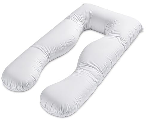 Kisseneinsatz für schwangerschaftskissen stillkissen xxl Seitenschläferkissen pregnancy pillow groß komfortkissen U Form Lagerungskissen schlafkissen abnehmbarem Bezug Seitenschläfer 135 cm Weiß