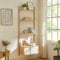 [en.casa] Wandregal Tingvoll Hängeregal 176 x 65 x 34 cm Bücherregal schwimmendes Regal mit DREI Ablagen und einem Schrank Schweberegal Bambus in Naturfarben