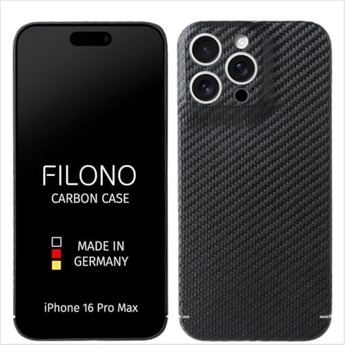 FILONO Carbon Hülle iPhone 16 Pro Max Ultra dünn | Made in Germany | mit Kamera-Schutz, kompatibel mit MagSafe | Carbon Case