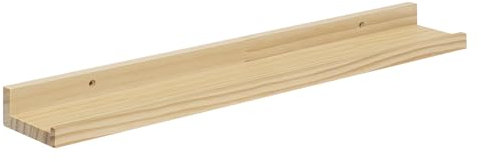 eSituro Étagère Murale Bois, Étagère Murale, Tablette Murale, Étagère Flottante Murale, avec Bord de Protection, pour Chambre, Salon, Cuisine, Entrée, Couleur Bois Naturel, L60xP10xH4cm, SWS0377