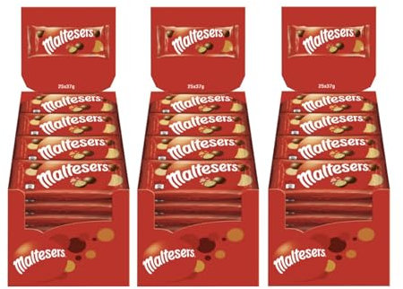 MALTESERS 3x 25x37g Schokokugeln Malzfüllung mit Milchschokoladenüberzug Schokolade