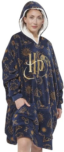 United Labels Harry Potter Oversize Hoodie Decke mit Ärmeln und Kapuze für Damen, Blau, Kuschelpullover Einheitsgröße, flauschiger Deckenpullover