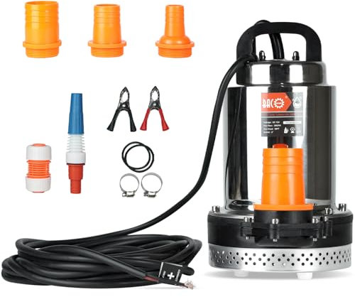 BACOENG Bombas de Agua Sumergibles DC 12V Bomba de Agua Solar con 3 Conectores para Bombeo Achique Limpiar Sucias Piscinas Estanques