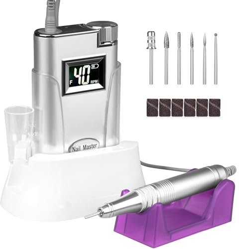 Nagelfräser, AZ GOGO Professionelle Fräser für Gelnägel & Acrylnägel 40000 U/min, elektrische Nagelfeile mit LCD-Display, Nagelfräser Kabellos für Maniküre und Pediküre, Verstellbare Geschwindigkei