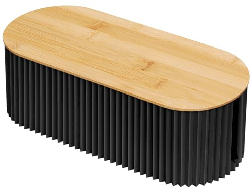 BEZORR Boîte de rangement de câbles, boîte de gestion des câbles avec couvercle en bambou, boîte organisée pour bureau, TV, ordinateur, système de concentrateur USB pour couvrir, cacher, multiprises