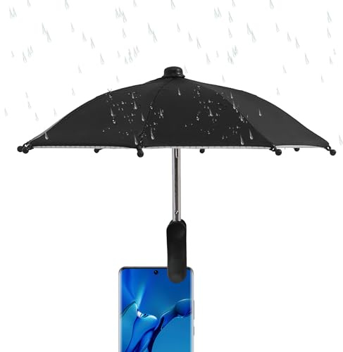 Regenschirm für Handy – Schutz gegen Reflexion und UV-Schutz für Smartphone – Schutz gegen Reflexion, verstellbar im Winkel, für Video, Camping und Outdoor-Aktivitäten, Schwarz , Se référer au