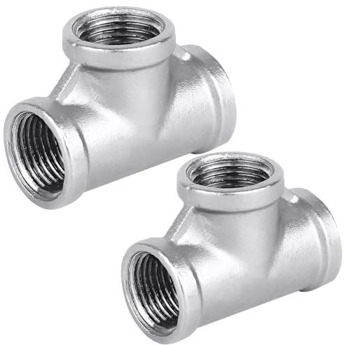 2 pezzi 304 in acciaio inox 3/4 pollici, G3/4 IG/IG/IG in acciaio inox 90°, 3/4 BSP filettatura interna a T a forma di 3 vie, DN20 raccordo per acqua potabile