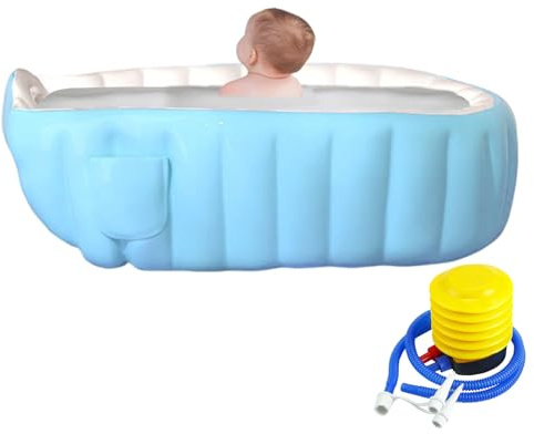 Aufblasbare Kleinkinderbadewanne Must-Have Rutschfestes Becken Tragbar Ab 2 | Aufblasbare Wanne Für Babys Mit Fußpumpe für Dusche Outdoor Urlaub Badezimmer Zuhause