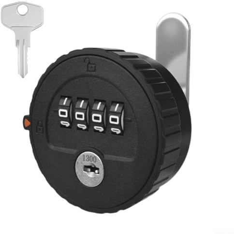 Zahlenschloss, 4-stellige Code-Kombination, Camlock, rostfrei, passwortcodiert, schlüssellos, Sicherheitsschloss für Kleiderschrank, Briefkasten, Schublade, Schrank (30 mm, schwarz)