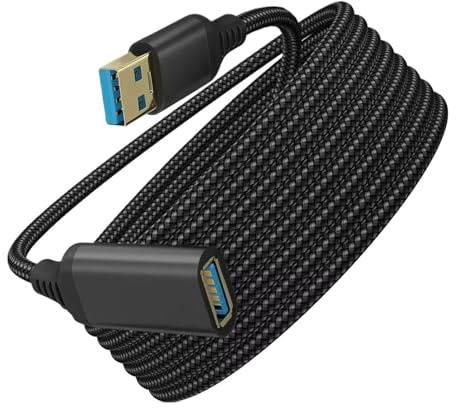 Cable alargador NNBILI de 0,5-3 m USB 3.0 hembra a macho, cable de datos de transmisión de alta velocidad for PC, portátil, ordenador y juegos.(Black,1m)