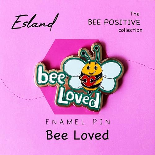 Esland Bienen-geliebt/freundlich/glücklich Emaille-Anstecknadel – Liebliches Bienen-Kuschelherz, Selbstliebe & Zuneigungs-Token, passendes Freundschaftsgeschenk, niedliche Anstecknadeln für Jacken