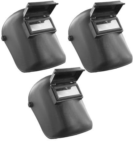 FUBESK Schweißhelm für Kopfschutz, 180 Grad drehbar, leichtes PP-Material, schwarz, 3er-Pack