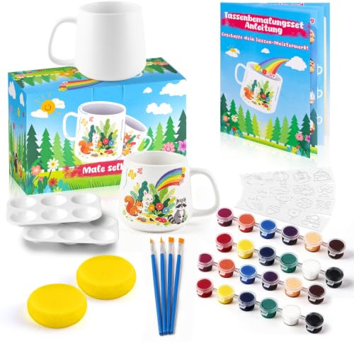 PYOCRD Painted Mug Set, DIY Mug Painting Kit for Adults, Paint Your Own Mug