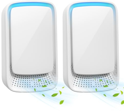 Steckdosen-Lufterfrischer, Air Purifier mit Ionisator, 2er-Pack, filterlos, geräuschlos, ohne Ozon, gegen Rauch, Staub, Gerüche, für Büro, Bad, Wohnung, Raucherzimmer-Luftreiniger