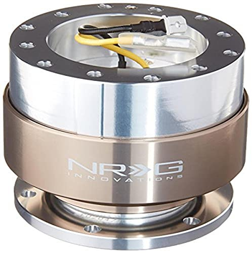 NRG Innovations Gen 1.5 6-Holes Racing Steering Wheel Quick Release Adapter With Mounting Bolts, Titanium Chrome Ring, NRG-SRK-100TI