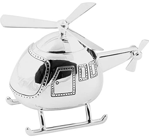 Schöne Helicopter Spardose versilbert Taufe Boy Gift