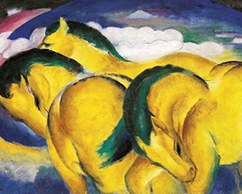 1art1 Franz Marc Poster Die Kleinen Gelben Pferde, 1912 Bilder Leinwand-Bild Auf Keilrahmen | XXL-Wandbild Poster Kunstdruck Als Leinwandbild 50x40 cm