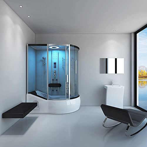 Home Deluxe - Duschtempel ALL IN 4in1 - Weiß, 170 x 90 x 220 cm Links - inkl. Dampffunktion, Regendusche und Fußmassage I Dampfsauna, Duschtempel Whirlpool Fertigdusche