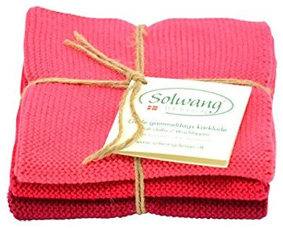 Solwang Putzlappen Himbeere Kombi gestrickt Wischlappen Baumwolle Wischtücher