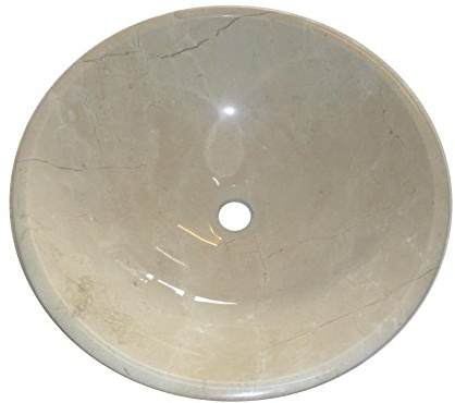 Grand Taps Crema Marfil Stone Round Bowl Bathroom Wash Basin 400mm Diameter (B0069)