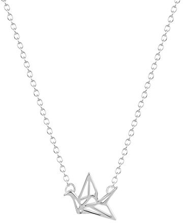 Soulsisters Origami Schmck als Kurze Halskette versilbert im minimalistischen Crane Stil
