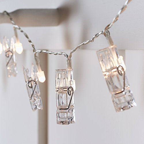 Lights4fun 20er LED Wäscheklammer Foto Lichterkette mit Klammern warmweiß batteriebetrieben Timer Vintage Foto Clip LED Lichterkette Batterie Foto-Klammer-Lichterkette mit Timer