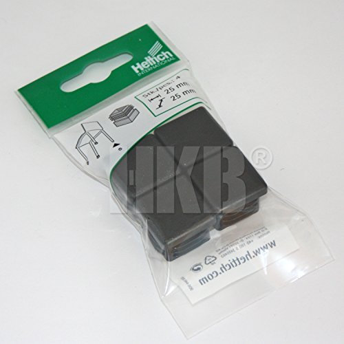 4 Stück Einsteckgleiter, Möbelgleiter zum Einstecken, für Stuhl- oder Tischbeine aus Metallrohr, quadratisch 25 x 25mm / 5mm hoch, Kunststoff schwarz, von Hettich, 062876