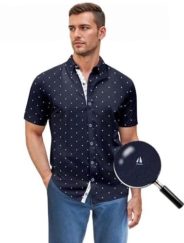 ETHANOL Klassisches Herrenhemd, schmale Passform, gewebt, kurzärmelig, knitterarm, Saa-Navy, L