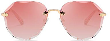 kimorn Occhiali Da Sole Per Donna Oversized Telaio Metallico Lenti Da Taglio Diamantate Ombra All'aperto K0637 (Rosa)