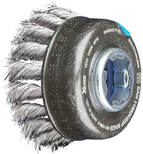 PFERD Topfbürste, ø 65mm, gezopft, 0,35mm Edelstahldraht, X-LOCK-Aufnahme, 43305027 – für schnelle und komfortable Werkzeugwechsel