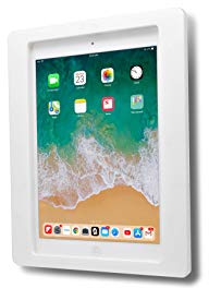 TABcare VESA-Gehäuse aus Acryl für Apple iPad Mini 1/2/3, mit kostenlosem Wandhalterungs-Kit und 90-Grad-Winkel-Ladekabel (iPad Mini 1/2/3, 8 Zoll, weiß)
