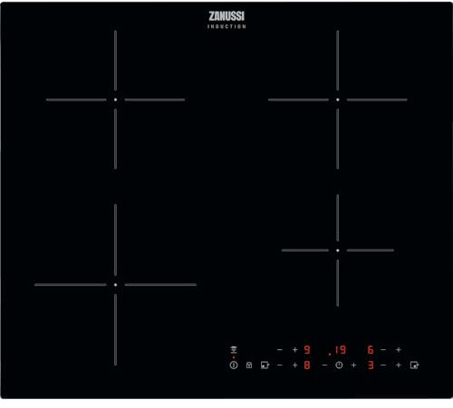 Zanussi Induction Integrated Induction Full Hob, ZITN643K, 60 cm, 4 Cooking Zones, 59x52 cm, Easy to Clean, Fast and Safe, Touch Controls and Timer Function, Intense Heat with Power Boost, Black