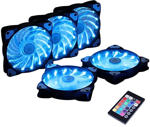 DS 120MM PC Case RGB Fans, LED Silent RGB Fans for Computer Cases, CPU Cooler, Water Cooling (Support for ASUS Aura, MSI Mystic, 5 Pack LED Fans Kit, F Series)