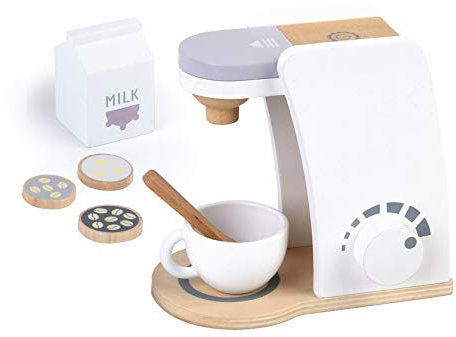 Leomark Machine à café en Bois - Cafetiere à Capsules - Accessoires pour Enfant, Service de 7 Pièces, Jeu imaginatif