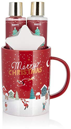 BRUBAKER Cosmetics - Coffret de bain & douche - Baies d'hiver/Joyeux Noël - 4 Pièces - Mug en Céramique incl. - Idée cadeau Femme & Homme