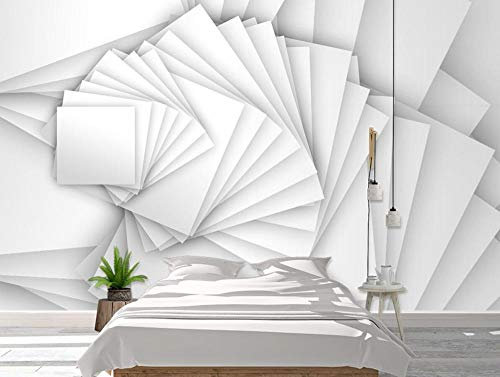 Papier Peint Panoramique Carré Géométrique Blanc En Trois Dimensions Papier Peint Intissé 3D Tapisserie Poster Murale Décoration Chambre Salon