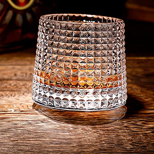DAWNTREES - Set di 1 bicchieri da whiskey in vetro con cuneo di cristallo, stile antico, 150 ml, in confezione regalo per uomo