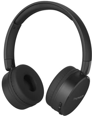Thomson WHP6011BT - Auriculares de Diadema Bluetooth, con Cable, Color Negro y micrófono, Volumen Ajustable