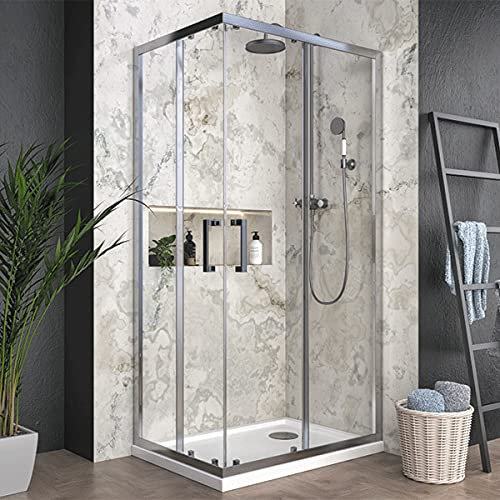 Box doccia cabina angolare profilo cromato e cristallo temperato 6 mm misure speciali - fuori misura (75 x 100)