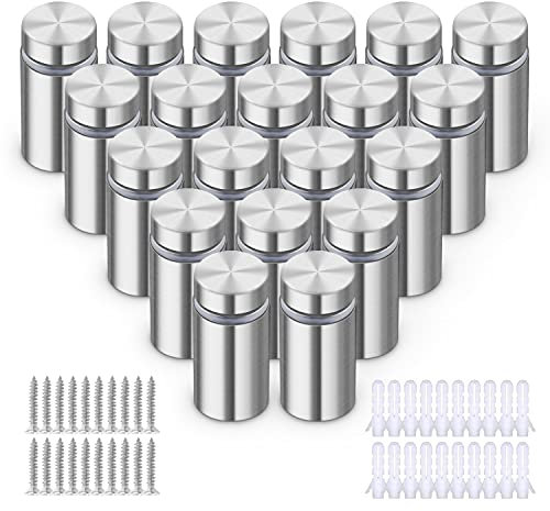 20 Stück Edelstahl Wand Abstandshalter Plexiglas,Schilderhalter Werbeschraube für Montieren und Befestigung Glas Spiegel Acryl Poster Bilderrahmen (12x25mm)