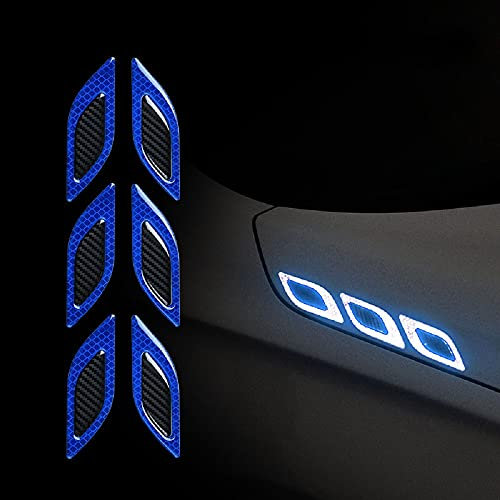 WANLIAN Reflektierende Autoaufkleber, Warnung, Sicherheit, DIY, Karosserie-Aufkleber, dekorativ, personalisierbar, blau, Reflektierender Vinyl, 6 Stück