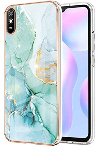 LINER Schutzhülle für Xiaomi Redmi 9AT/Redmi 9A, ultradünn, elegant, aus weichem Silikon, buntes Motiv, glänzend, stoßfest, TPU-Gel, strapazierfähig, für Xiaomi Redmi 9AT/Redmi 9A – Grün